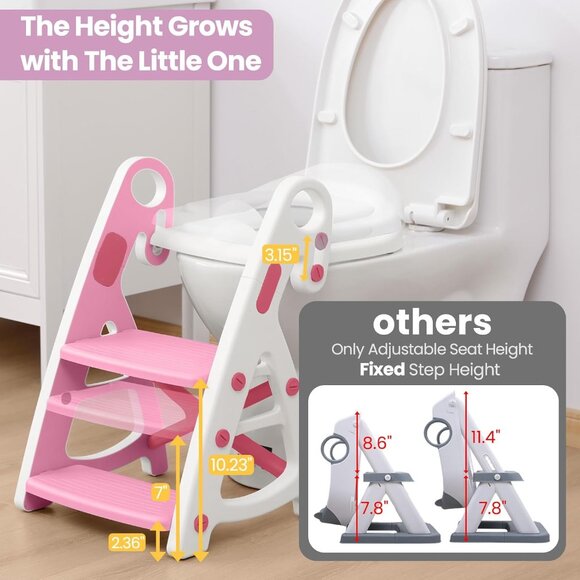 Potty Training Seat Toddler Step Stool Ultimate Stability Toilet Seat Adjustable - Picture 6 of 14